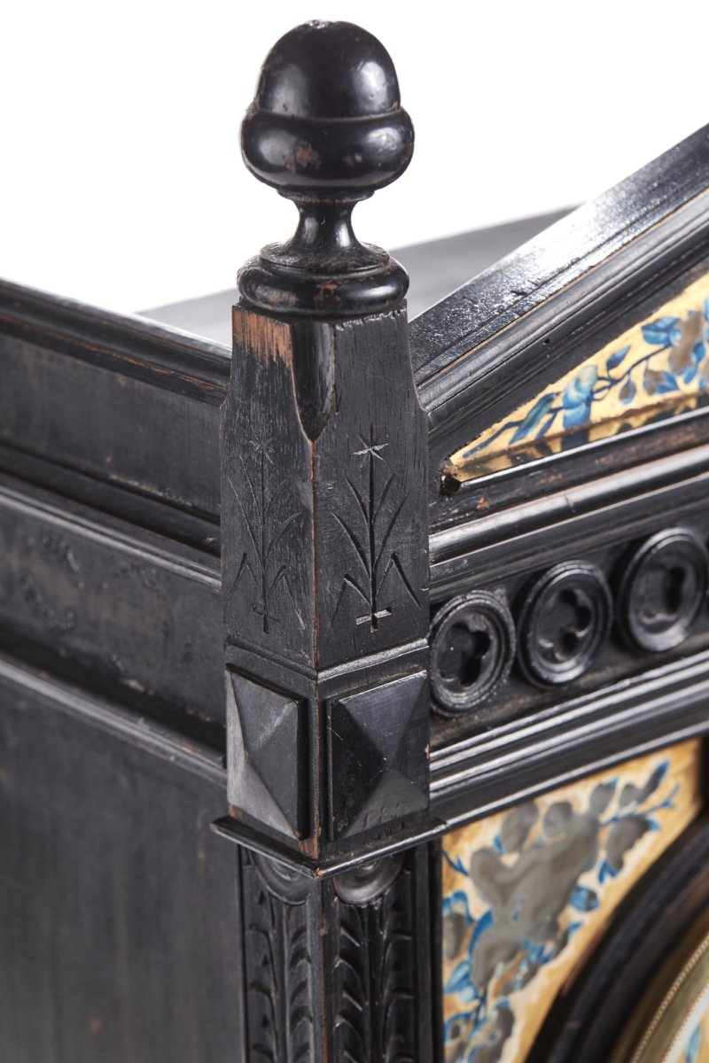 Antique Victorian 19th Century Ebonised Aesthetic Movement Mantel Clock - Image 2